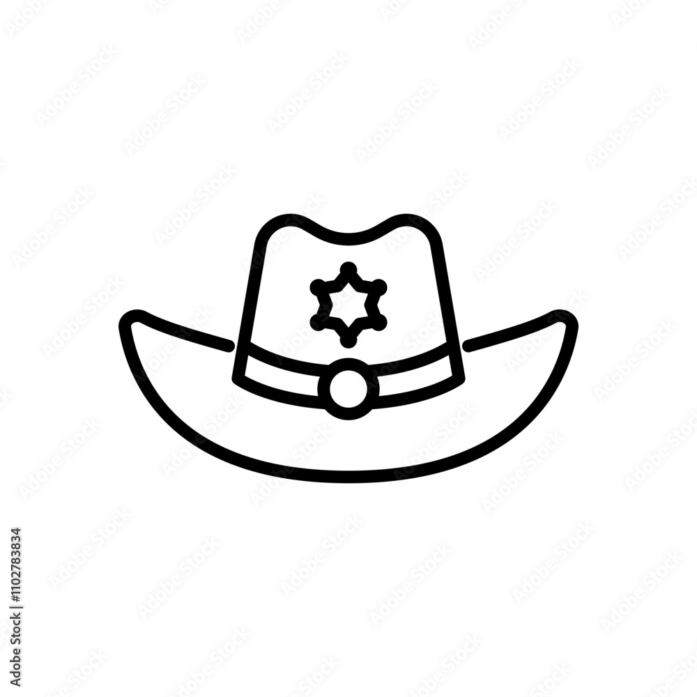 sheriff hat icon vector, line style icon sheriff hat icon vector, line style icon