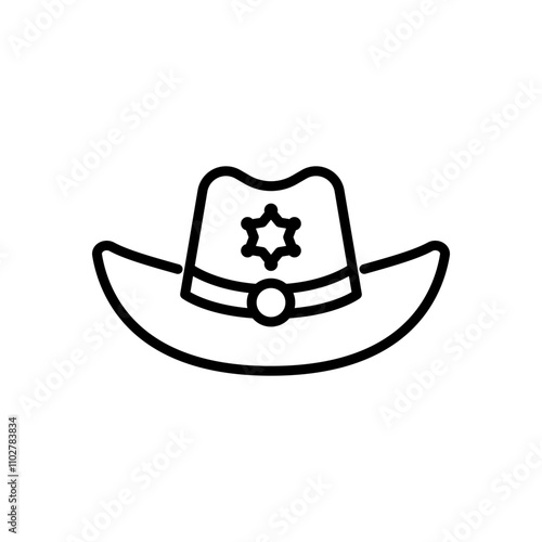 sheriff hat icon vector, line style icon photo