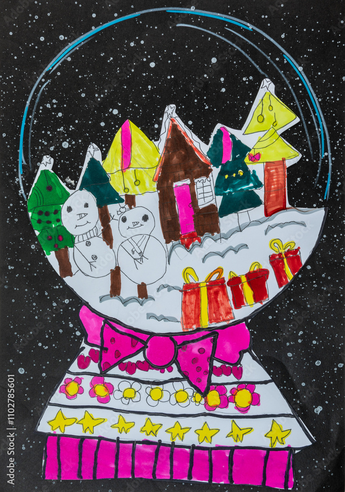Children's Hand Drawn Creative Illustration Snowman Children's Hand Drawn Creative Illustration Snowman