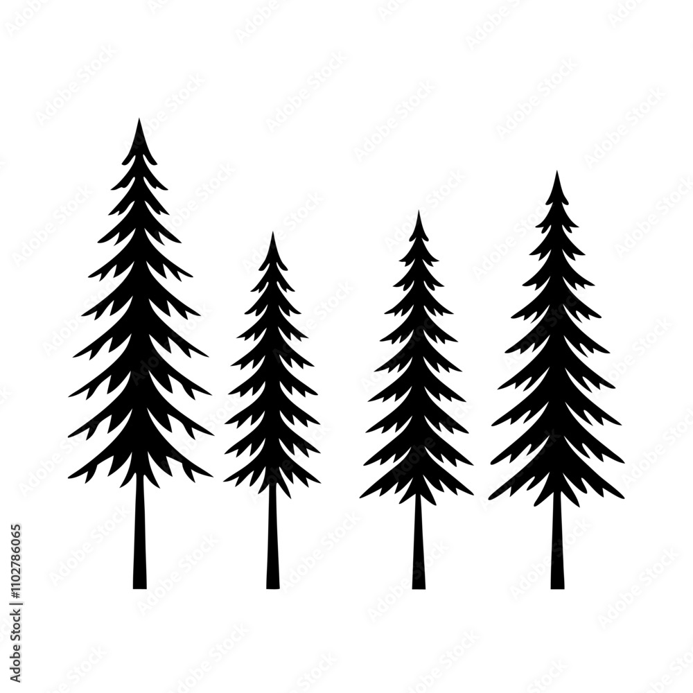 chiasmas Tree silhouette set vector with a white background chiasmas Tree silhouette set vector with a white background