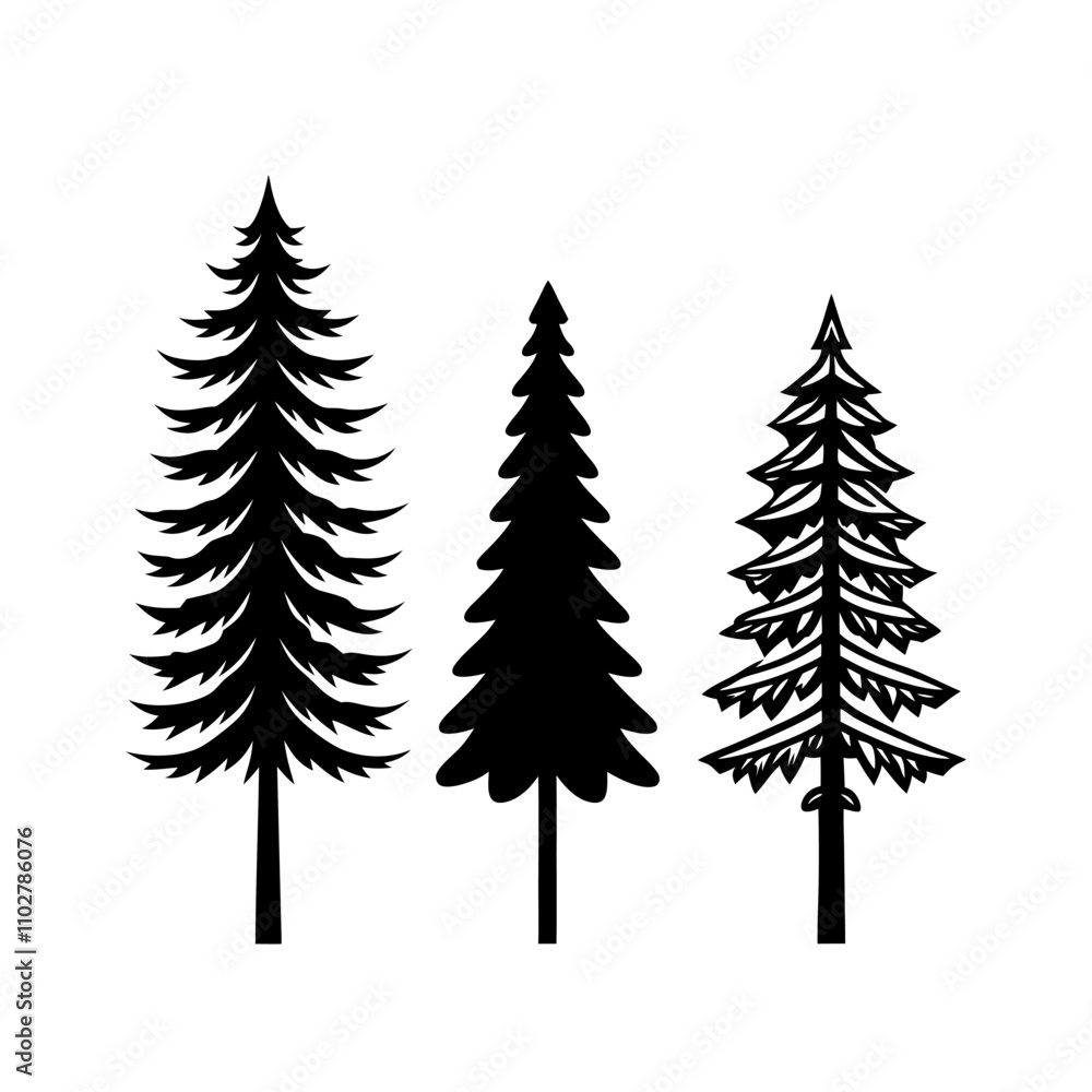 Fototapeta premium chiasmas Tree silhouette set vector with a white background