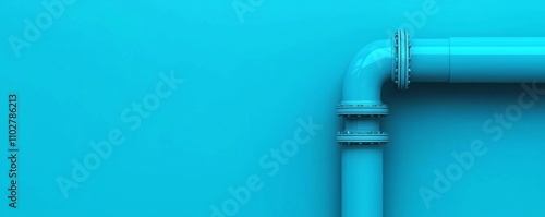 Blue pipes on a vibrant turquoise background.