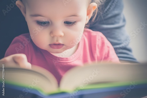 little child reading a book