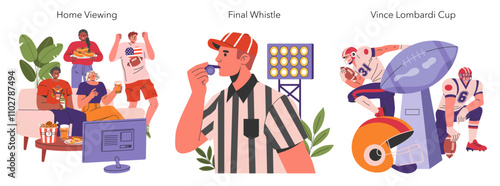 Super Bowl. Flat Vector Illustration