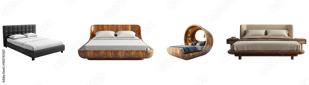 Collection of Beds Isolated On Transparent Background Collection of Beds Isolated On Transparent Background