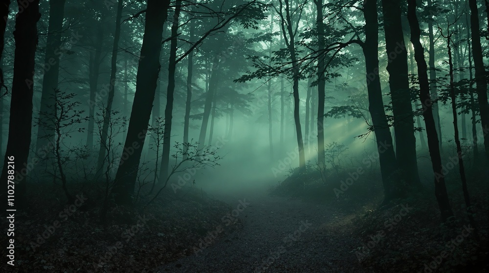 A misty fog rises from a dimly lit forest floor on a cold winter morning, foggy conditions, cold weather effects, early morning atmosphere, natural ambiance, misty morning A misty fog rises from a dimly lit forest floor on a cold winter morning, foggy conditions, cold weather effects, early morning atmosphere, natural ambiance, misty morning