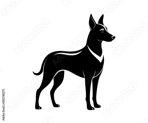 dog silhouette vector with a white background