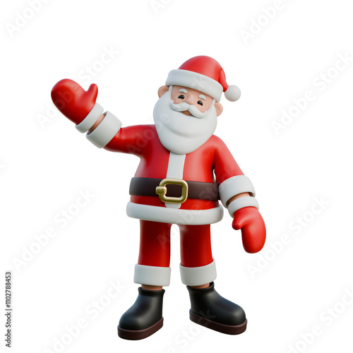 Santa Claus waving with a big smile 3D Christmas Illustration