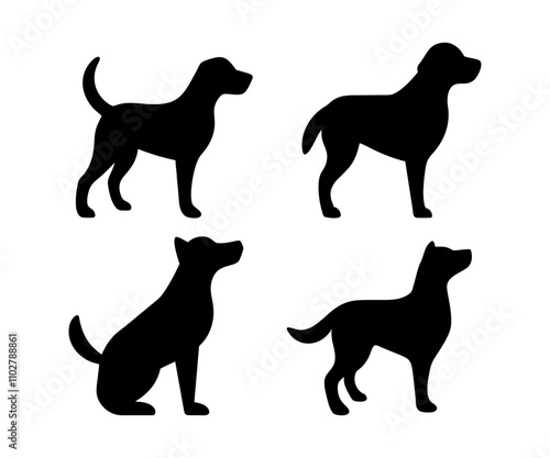 Dog silhouette set vector illustration on white background