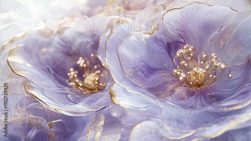 Lavender Petals with Golden Accents and Intricate Details - made with Generative AI