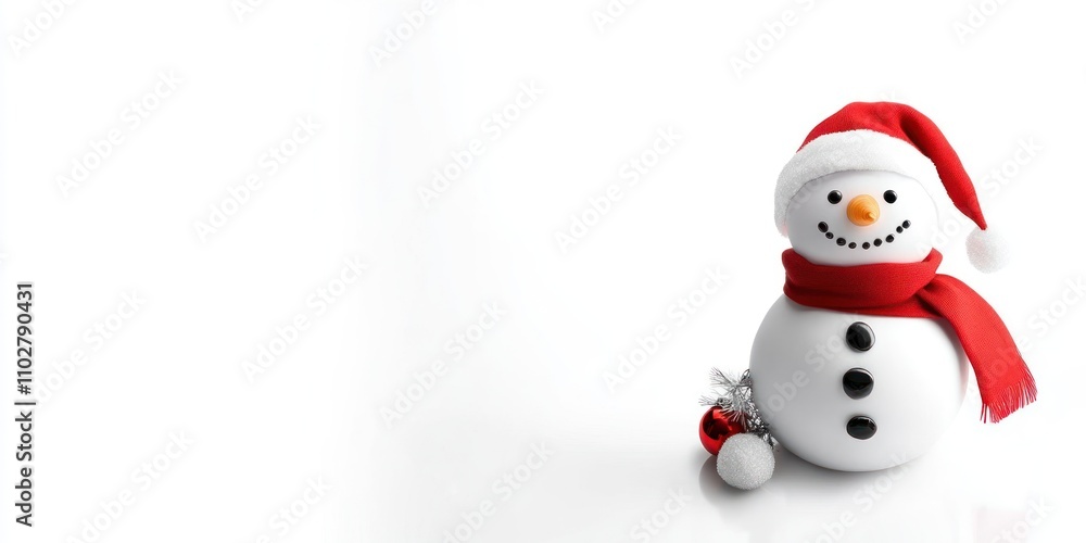 Festive Snowman Wearing Santa Hat and Scarf Festive Snowman Wearing Santa Hat and Scarf