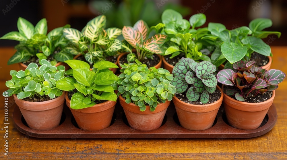 Vibrant Indoor Garden Lush Green Plants in Terracotta Pots Vibrant Indoor Garden Lush Green Plants in Terracotta Pots