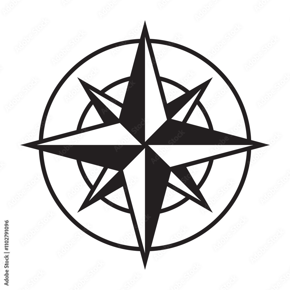 compass wind rose icon flat vector illustration compass wind rose icon flat vector illustration