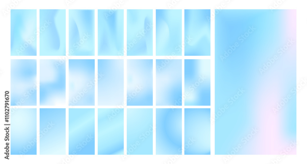 Obraz premium Winter Gradient Background. Minimalist vector illustration. Soft blur card. Pastel abstract poster for social media or website design. Set of Modern wallpaper Templates.