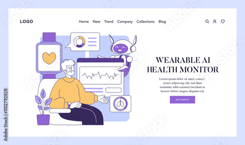 AI To Help Disabled People. Flat Vector Illustration