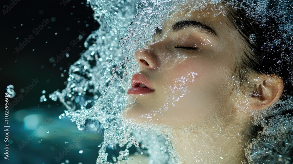 The essence of purity captured as water splashes against glowing skin, creating a moment of serene self-care. The essence of purity captured as water splashes against glowing skin, creating a moment of serene self-care.