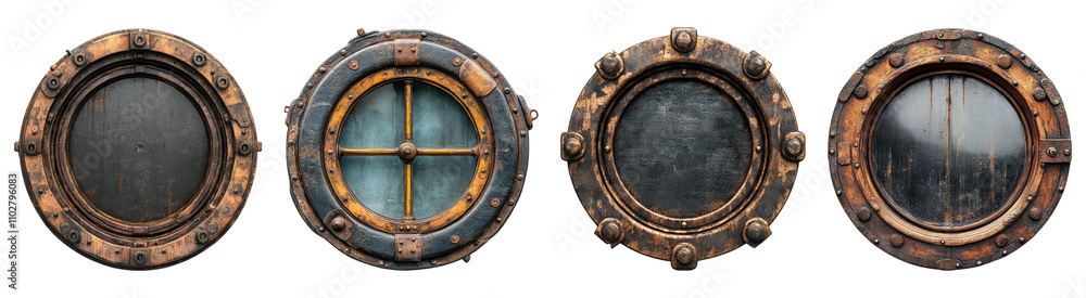 Collection Boat Ship Porthole Isolated On Transparent Background Collection Boat Ship Porthole Isolated On Transparent Background