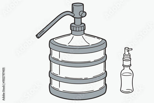 Bottle of drinking water with a manual water pump vector illustration photo