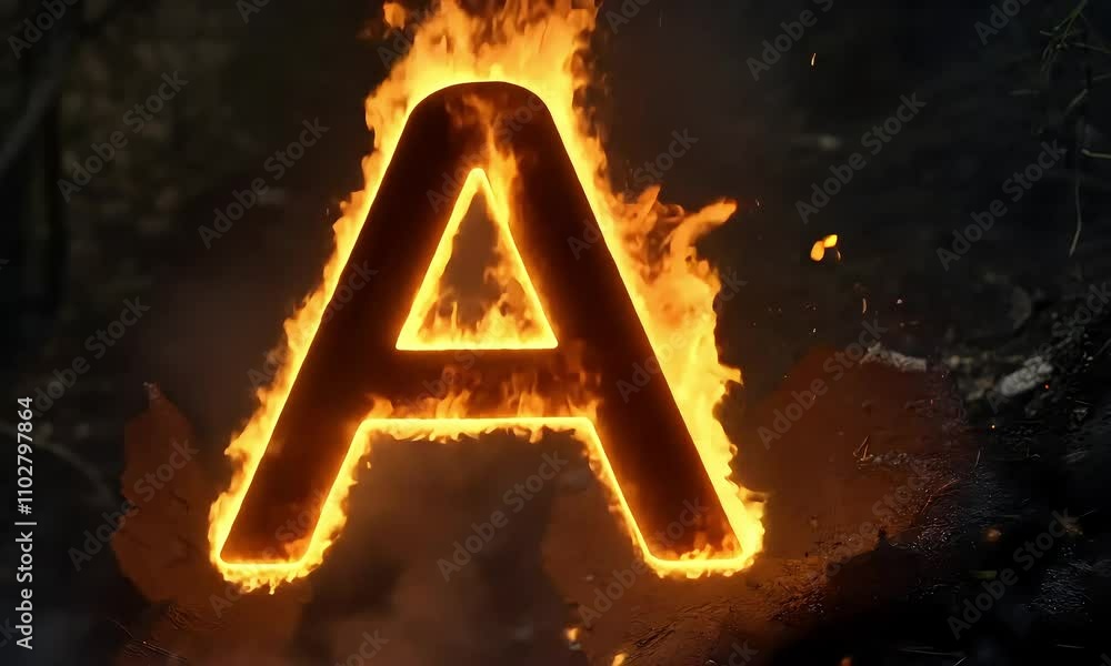 A large, fiery capital letter A large, fiery capital letter