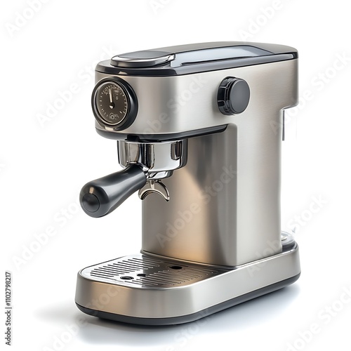 Coffee maker isolated on white background, close up