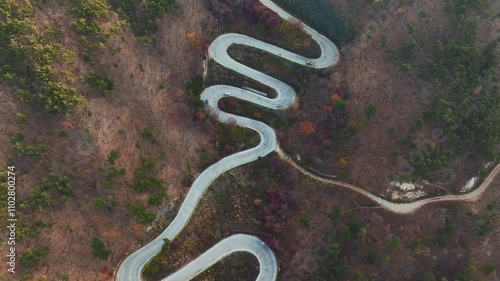 Aerial View of Mt. Sokri in South Korea, Maltijae road, Autumn photo