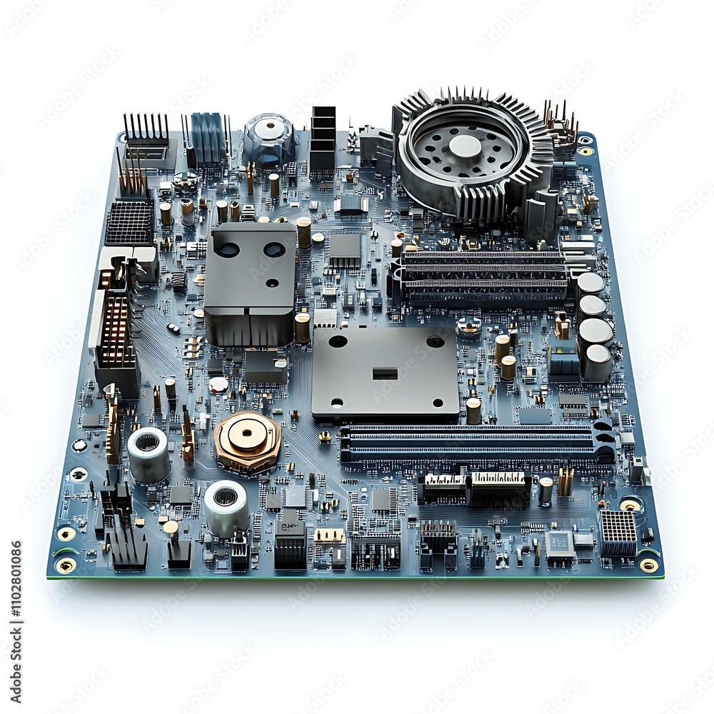 Fototapeta premium Computer gear isolated on white background, close up