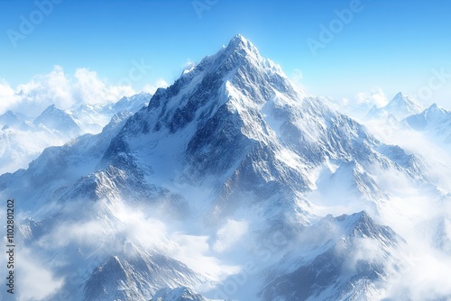 snow covered mountains in winter