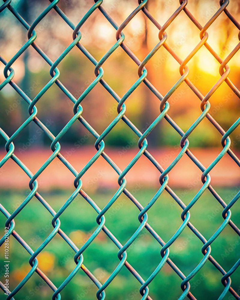 Fototapeta premium Chainlink fence texture background beautiful colors