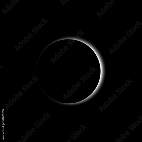 white light of a solar eclipse vector illustration on black background