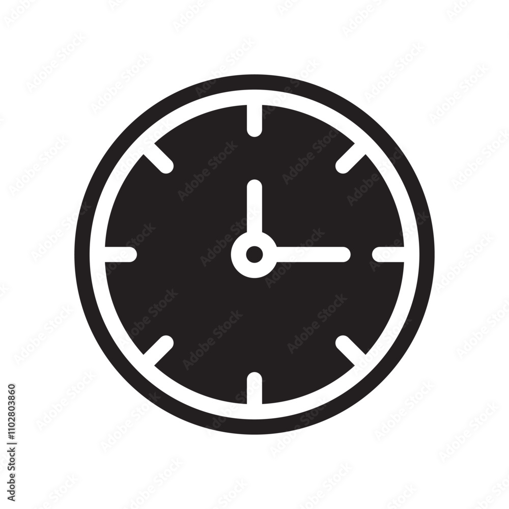 clock display icon flat vector on white background clock display icon flat vector on white background