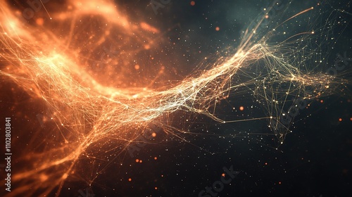 Wallpaper Mural Dynamic Orange and Gold Abstract Light Waves on Dark Background Torontodigital.ca