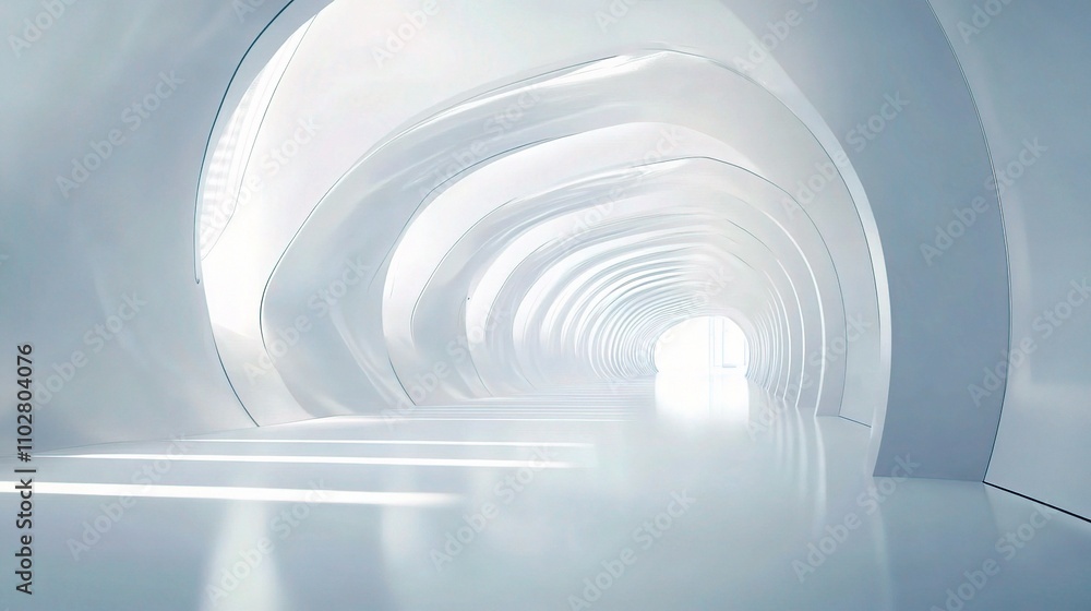 Futuristic White Interior with Smooth Curves and Bright Lighting Futuristic White Interior with Smooth Curves and Bright Lighting