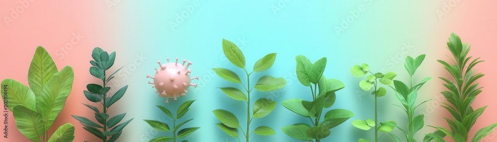 A colorful arrangement of various green plants against a gradient background, showcasing different textures and shapes. A colorful arrangement of various green plants against a gradient background, showcasing different textures and shapes.