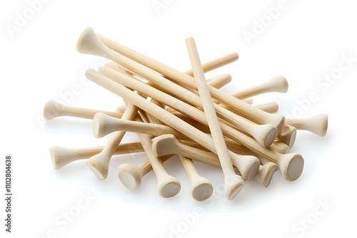 Golf tees isolated on a white background, close up