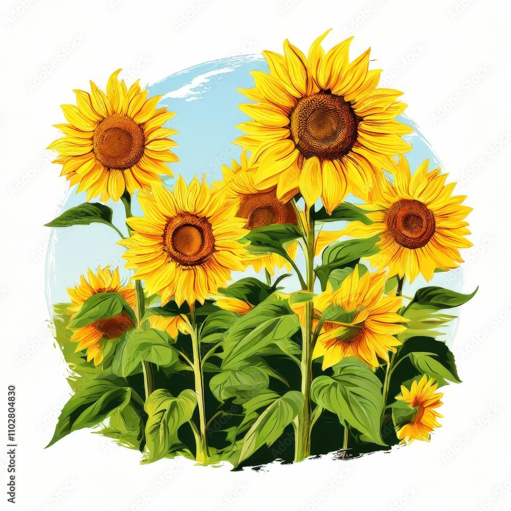 the AI Image Generator, Sunflower Bouquet with Green Leaves the AI Image Generator, Sunflower Bouquet with Green Leaves