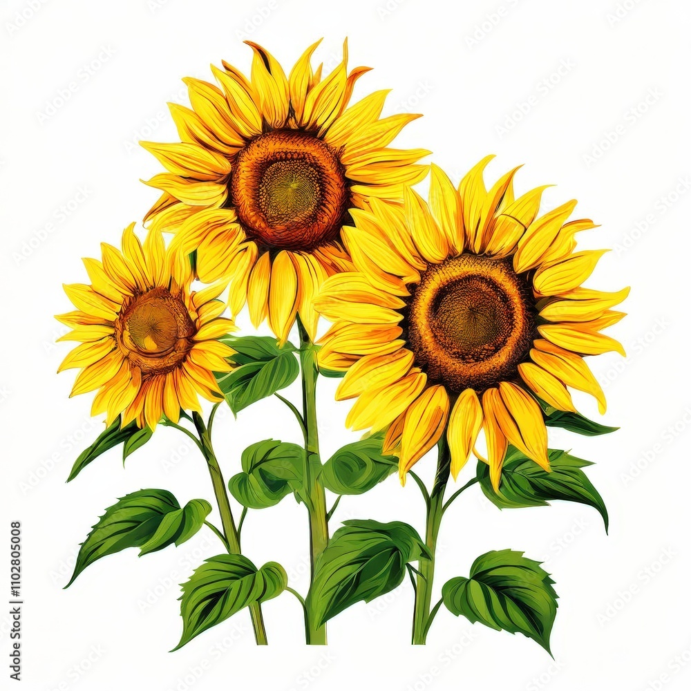Obraz premium the AI Image Generator, Sunflower Bouquet with Green Leaves