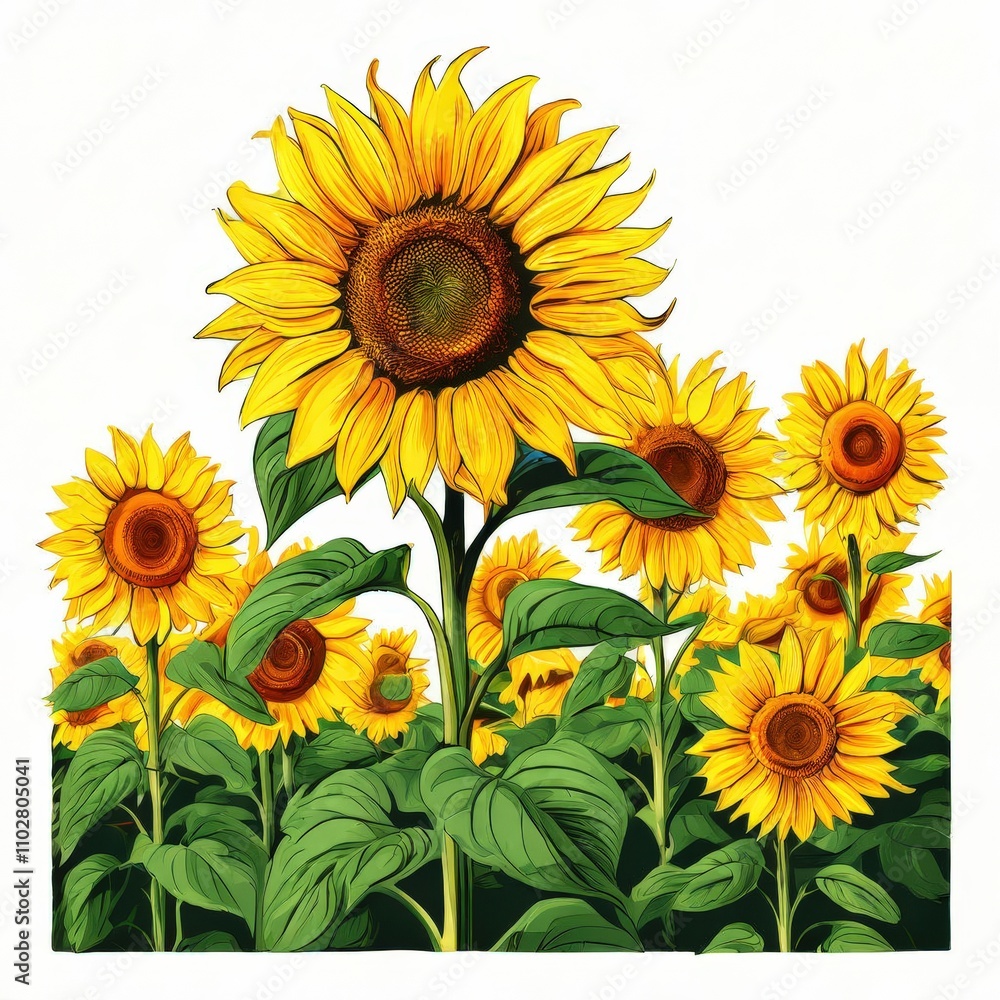 Obraz premium the AI Image Generator, Sunflower Bouquet with Green Leaves