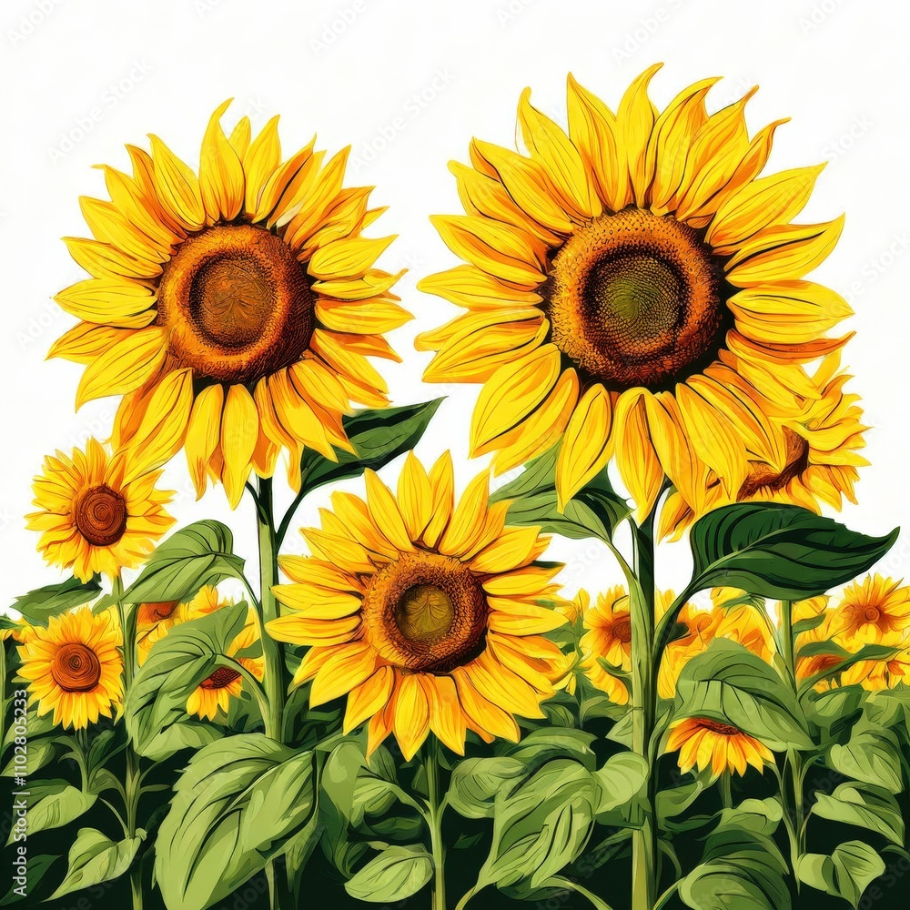 Obraz premium the AI Image Generator, Sunflower Bouquet with Green Leaves