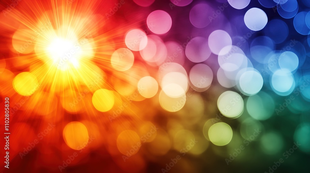Fototapeta premium Vibrant Bokeh Background with Vivid Colors Radiating Light in a Stunning Abstract Design for Creative Projects and Artistic Displays