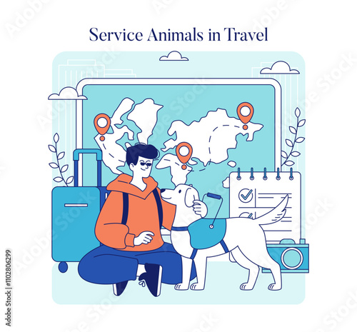 Disabled Travel. Flat Vector Illustration