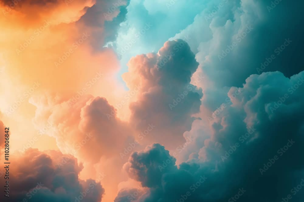 Dramatic Clouds in Vibrant Sunset Sky Creating a Stunning Abstract Atmosphere of Colors and Light Dramatic Clouds in Vibrant Sunset Sky Creating a Stunning Abstract Atmosphere of Colors and Light