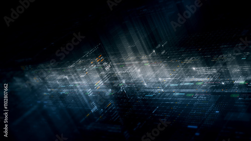 Valokuva Futuristic network simulation blending AI, quantum physics, and deep learning, w