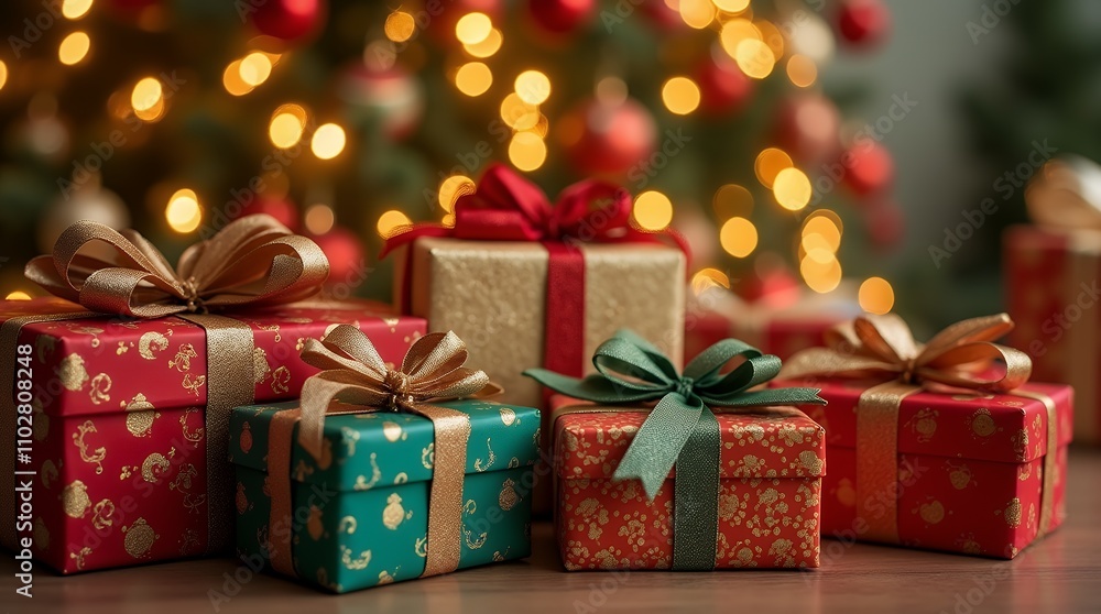 Fototapeta premium Christmas cards, New Year's cards, banners: Santa Claus, reindeer, Christmas trees, candles, cookies, chocolate, snowballs, snowmen, and more