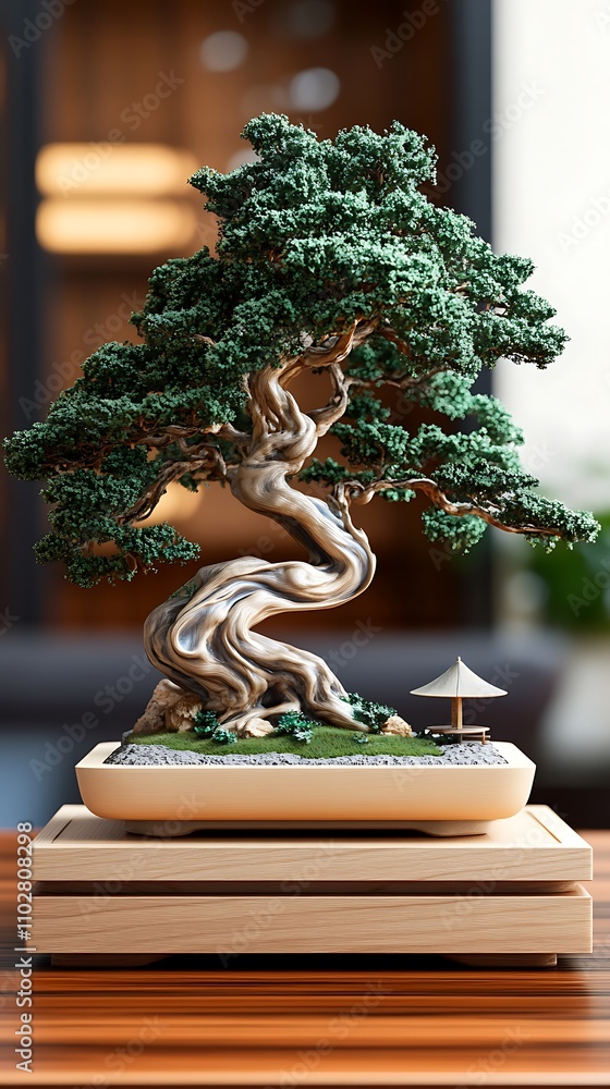 Realistic 3D Miniature Diorama with Wooden Base Realistic 3D Miniature Diorama with Wooden Base