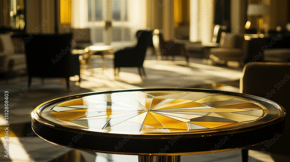 Obraz premium Elegant Stained Glass Tabletop in Sunlit Living Room