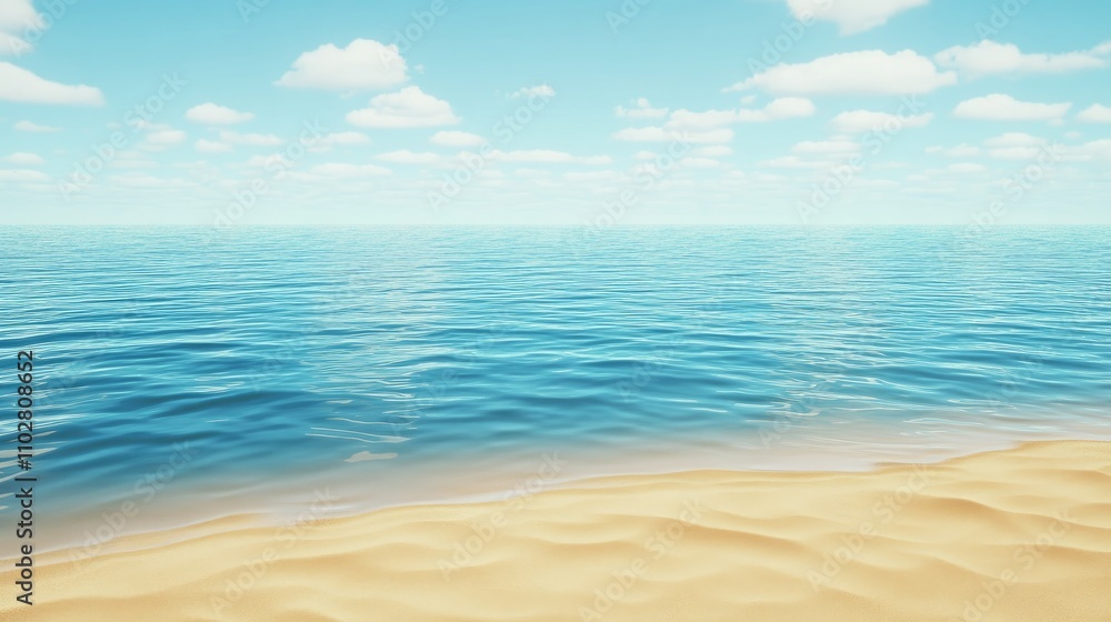 Serene Ocean View with Gentle Waves and Clear Blue Sky, Perfect for Beach-Related Projects, Travel Promotions, and Vacation Inspiration Serene Ocean View with Gentle Waves and Clear Blue Sky, Perfect for Beach-Related Projects, Travel Promotions, and Vacation Inspiration