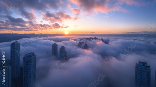 City Above the Clouds at Sunrise photo