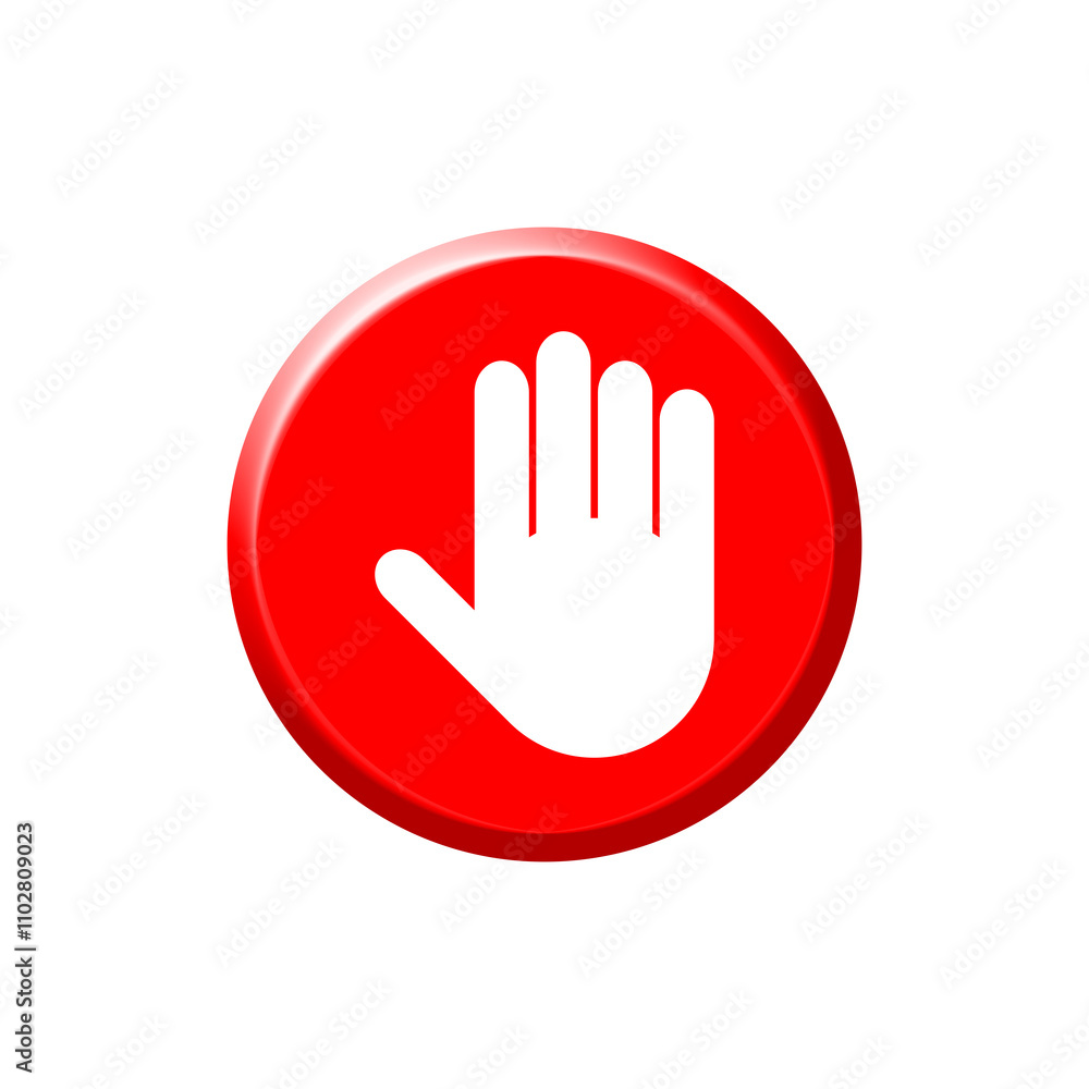 stop hand sign round shape isolated on white stop hand sign round shape isolated on white