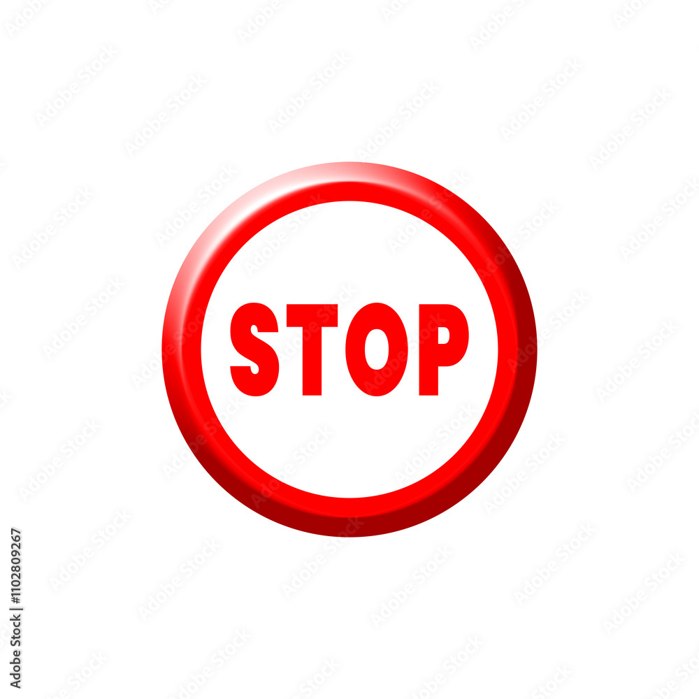stop sign 3d circular icon isolated on white stop sign 3d circular icon isolated on white