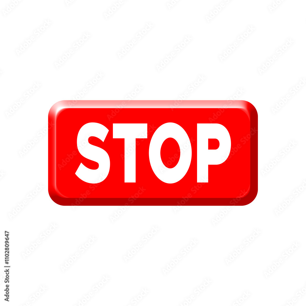 red stop sign 3d icon isolated on white red stop sign 3d icon isolated on white